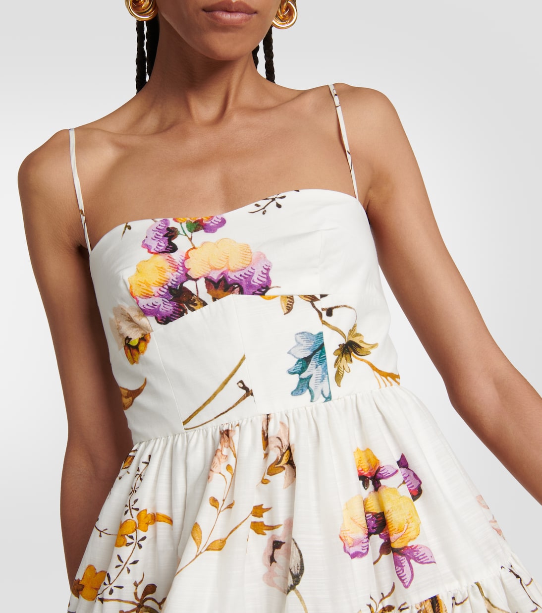 Robe midi Abelia en coton et soie à fleurs | Erdem