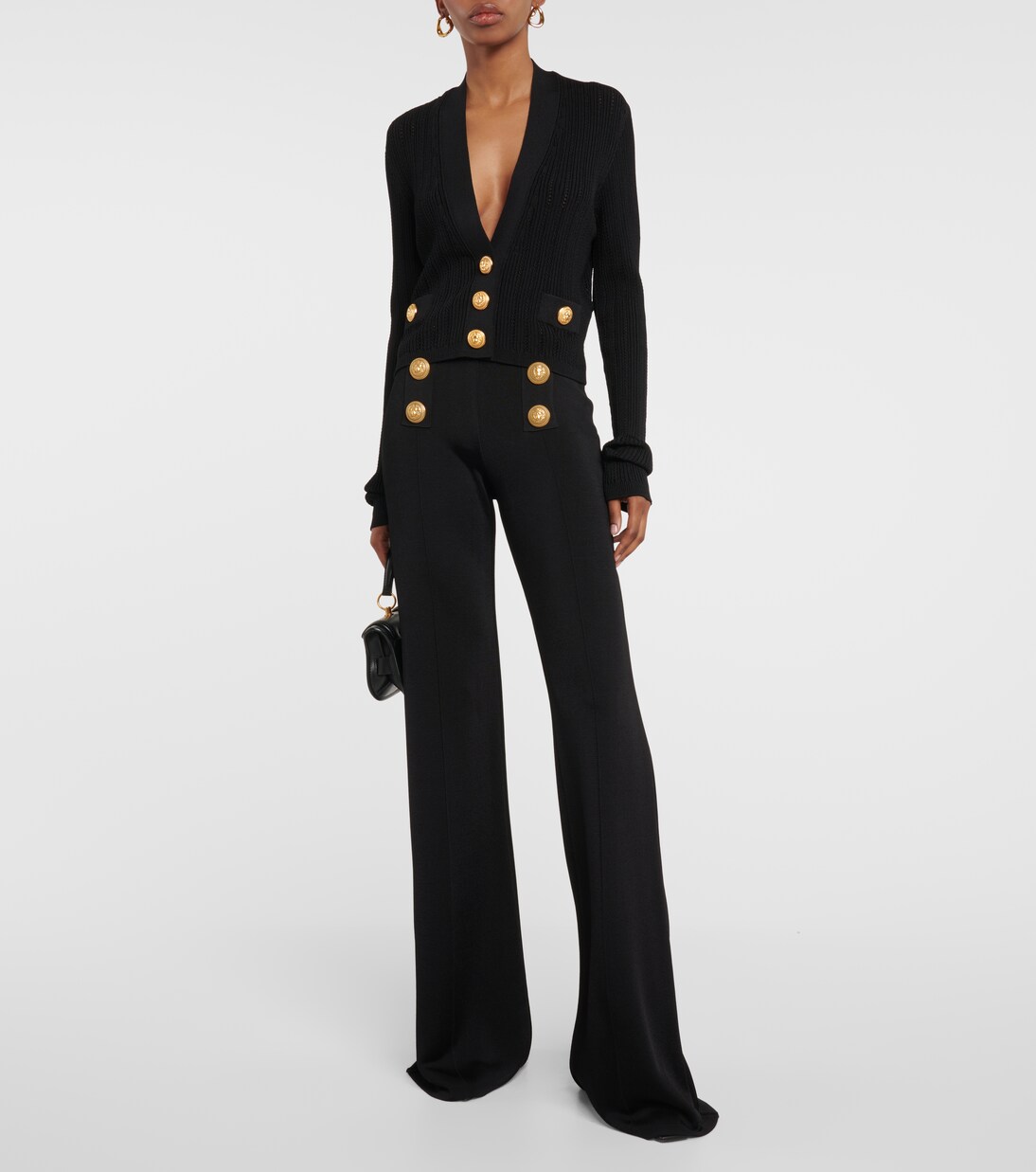 High-rise flared knit pants | Balmain