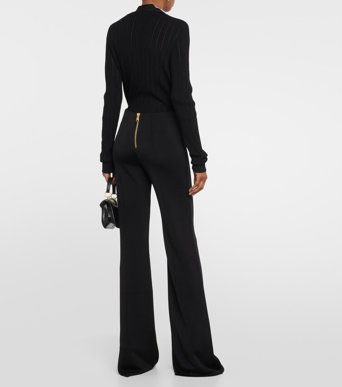High-rise flared knit pants | Balmain