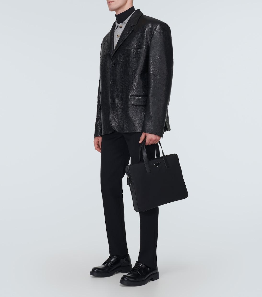 Porte-documents en Re-Nylon et cuir | Prada