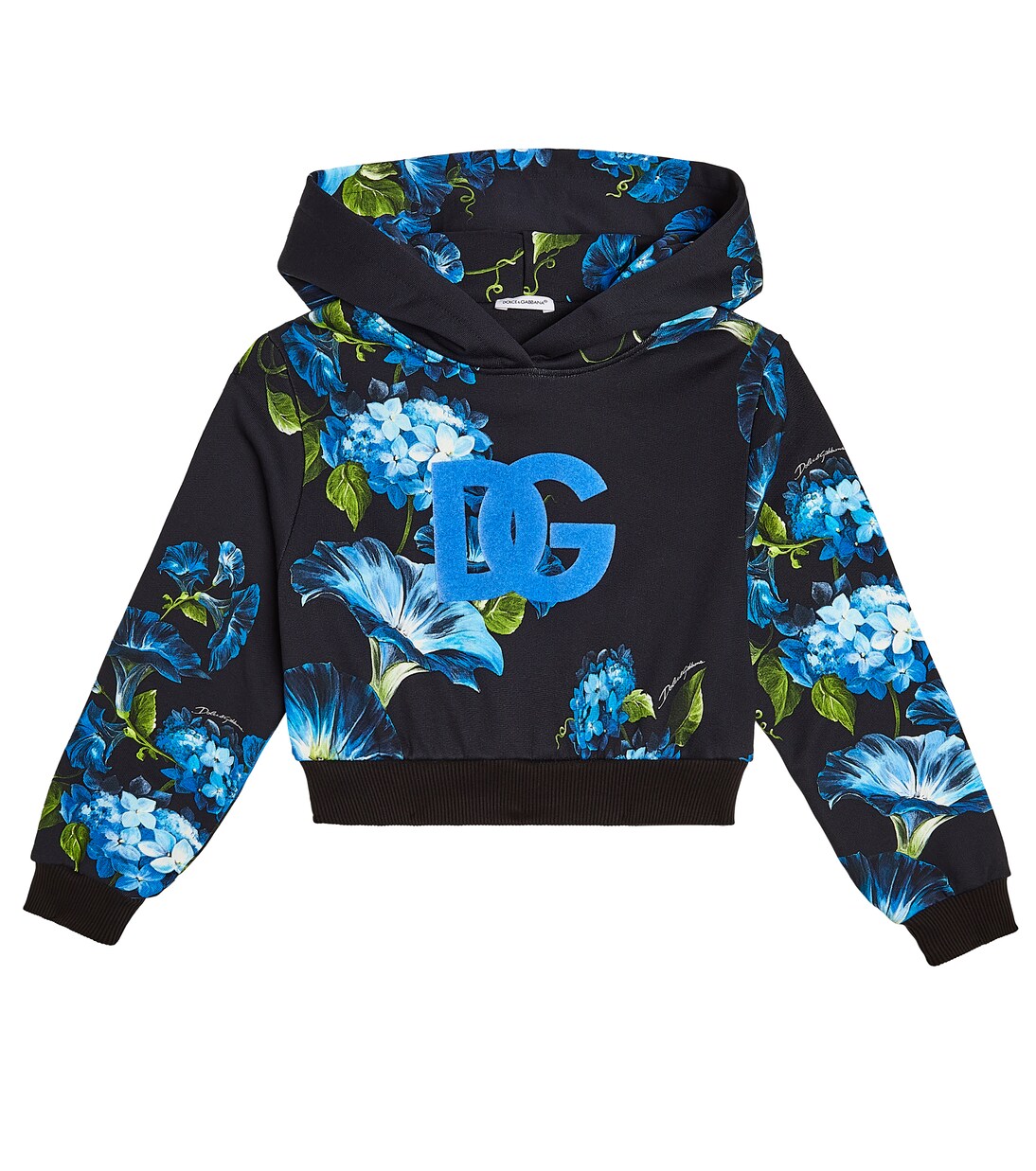 DG floral cotton jersey hoodie | Dolce&Gabbana Kids
