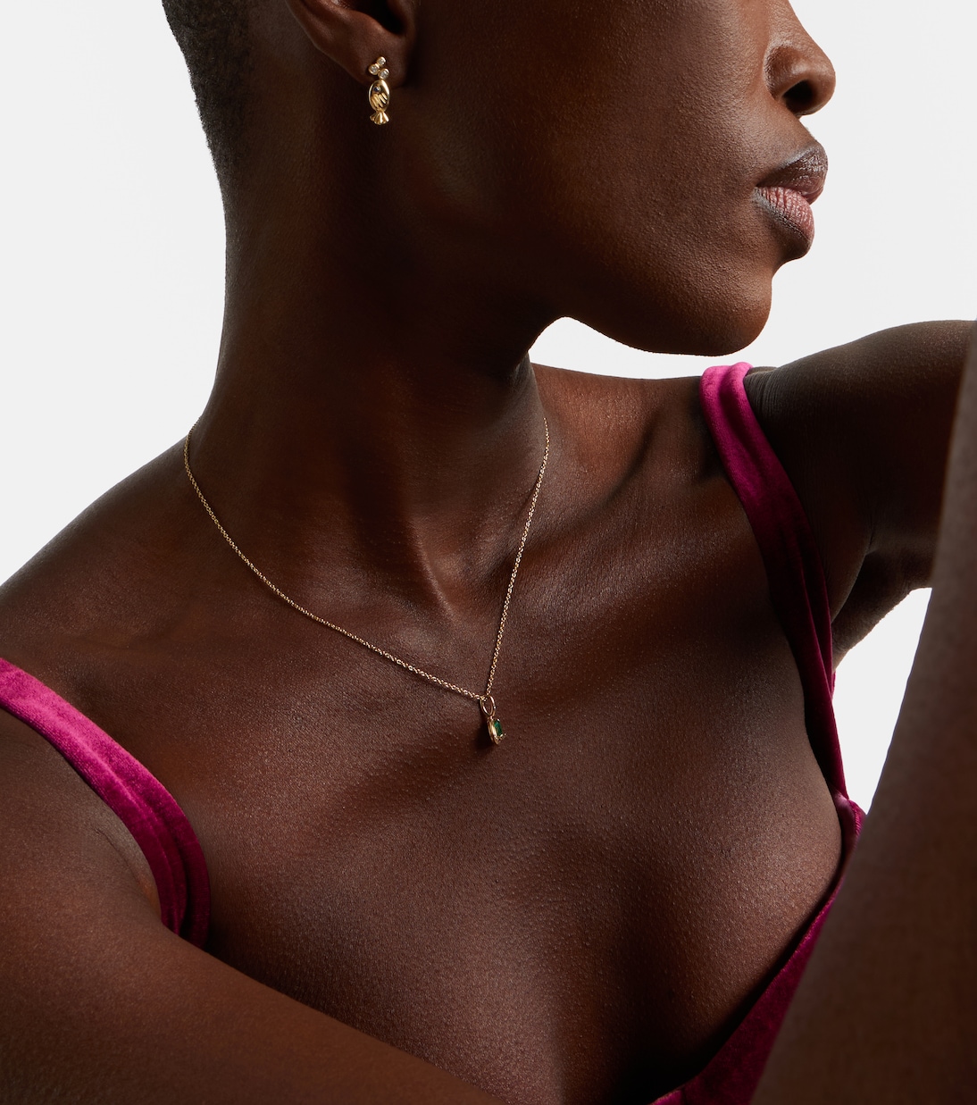 Bonbon 14kt gold pendant necklace with emerald | Stone and Strand