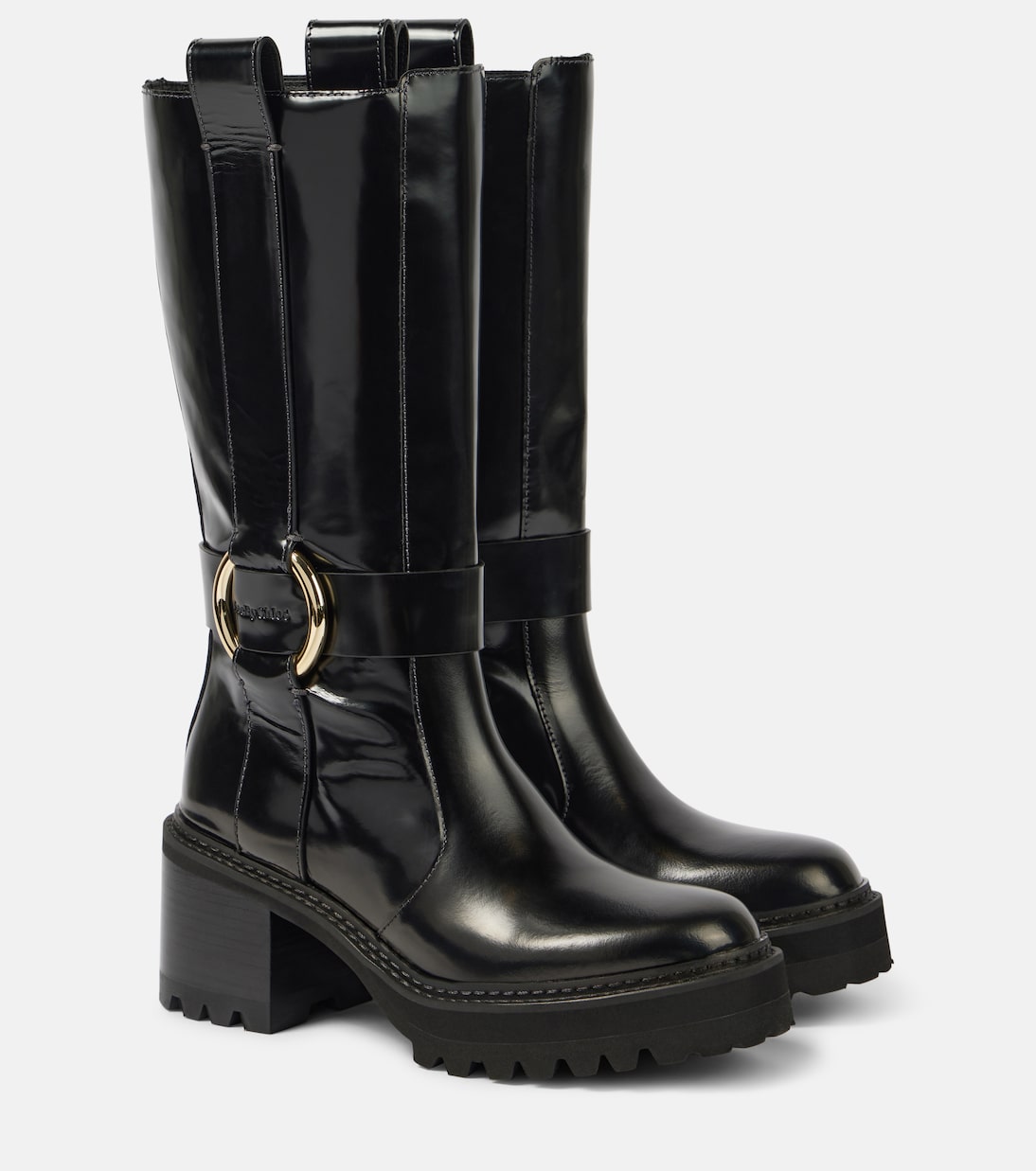 New Ring 60 leather knee-high boots | See By Chloé