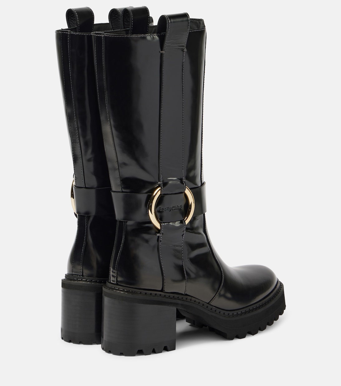 New Ring 60 leather knee-high boots | See By Chloé