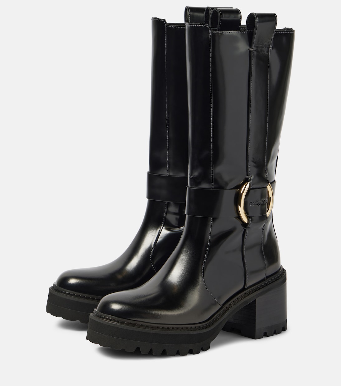 New Ring 60 leather knee-high boots | See By Chloé