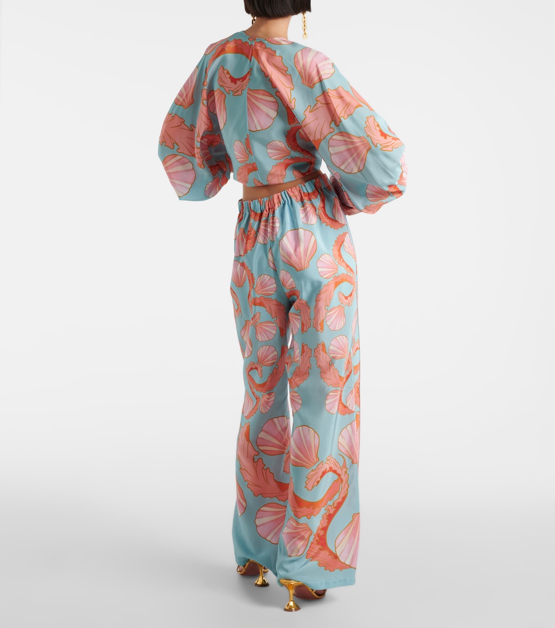 Pantalon ample imprimé en soie | Adriana Degreas