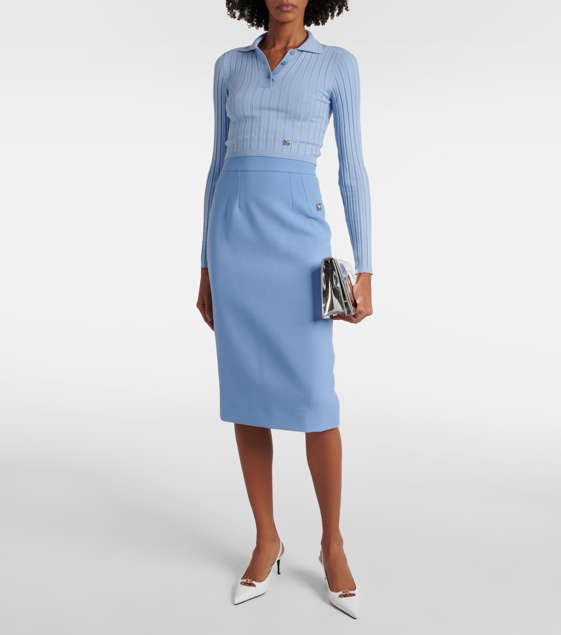 Polo cropped de punto acanalado | Dolce&Gabbana