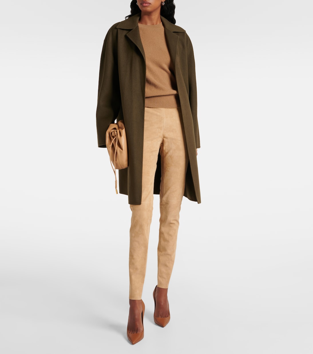 Mid-Rise Leggings aus Veloursleder | Joseph