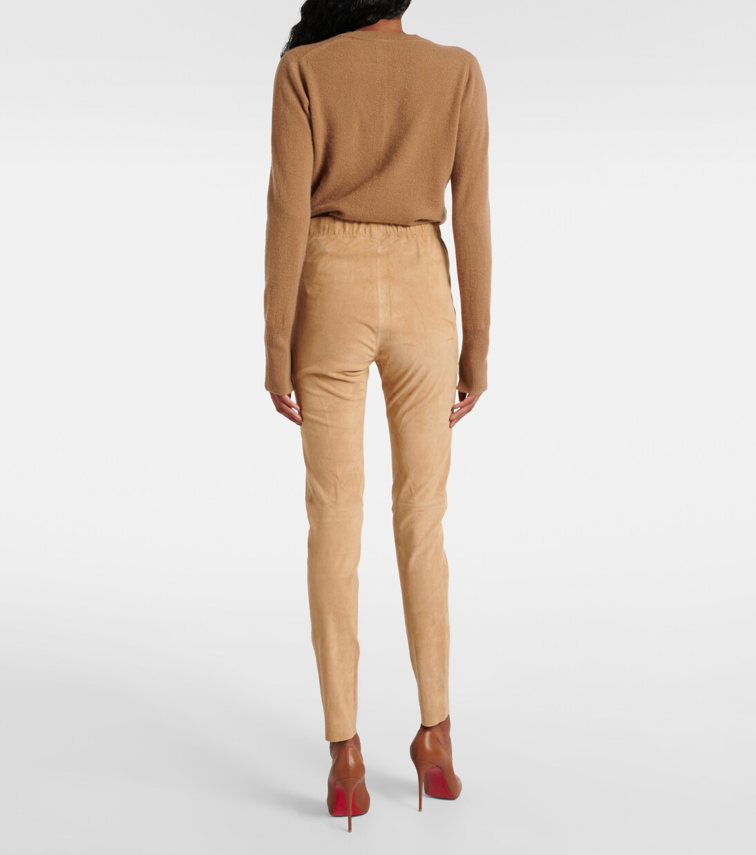 Mid-Rise Leggings aus Veloursleder | Joseph