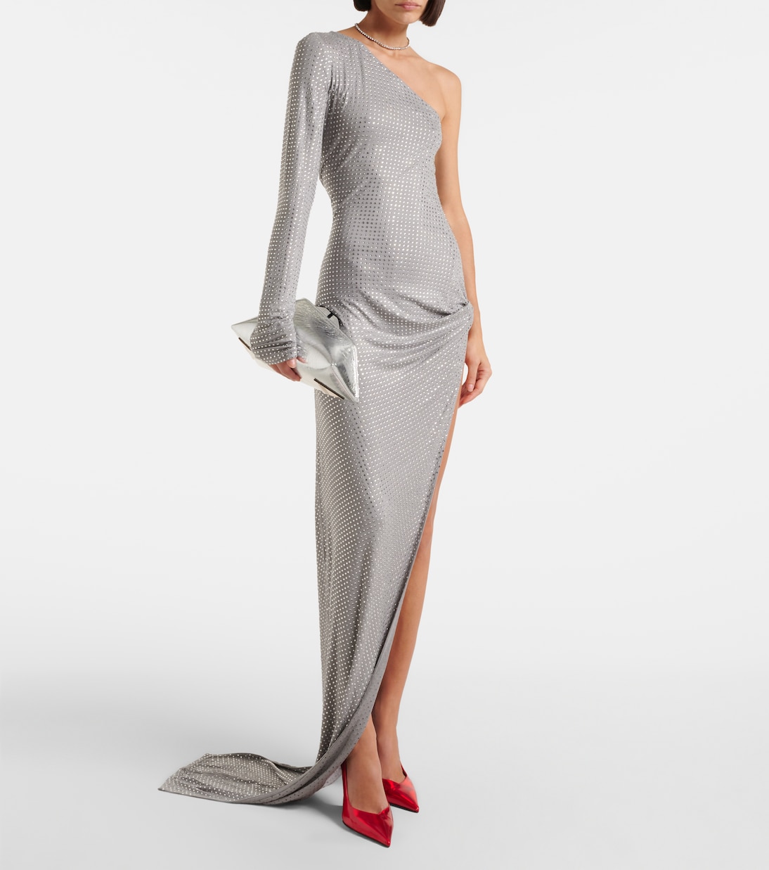 Robe longue asymétrique à cristaux | The Attico