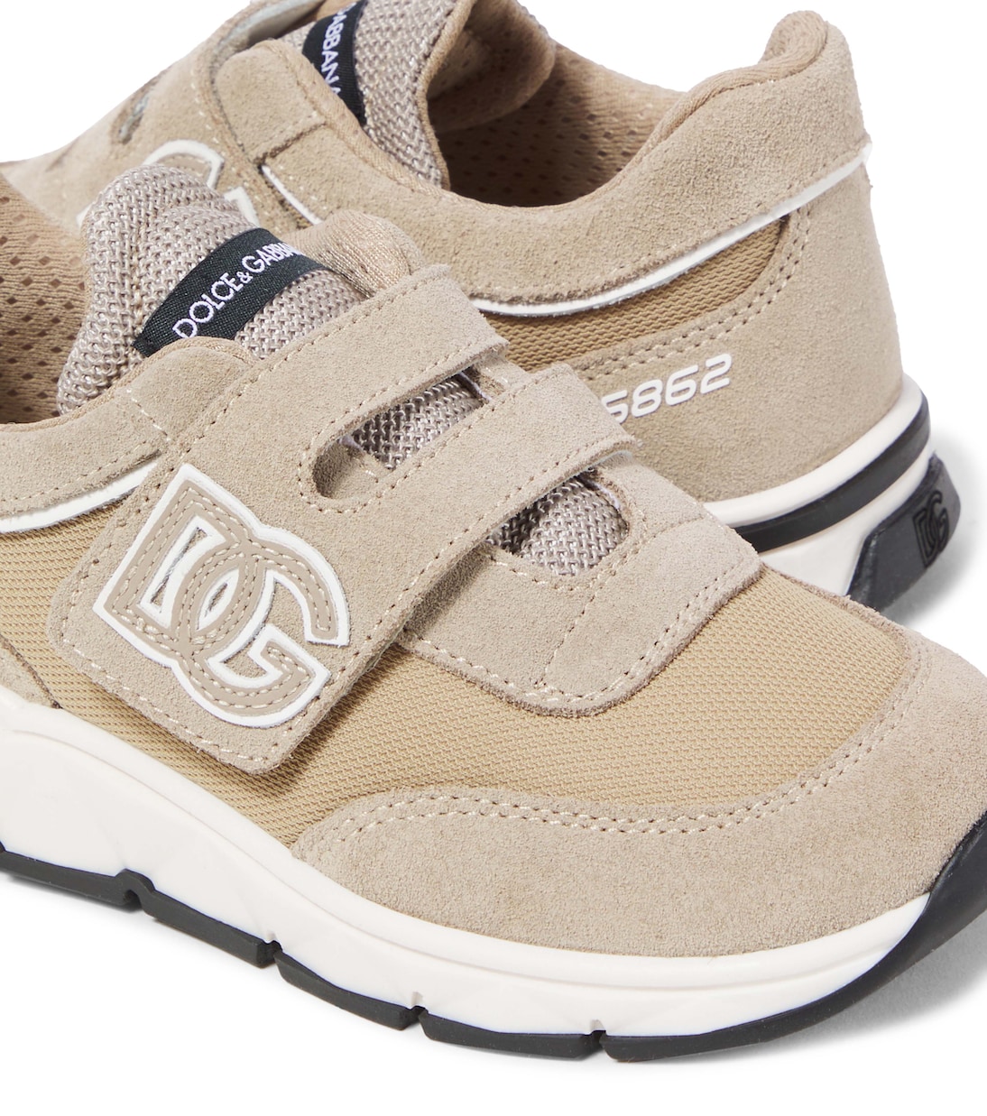 DG suede-trimmed mesh sneakers | Dolce&Gabbana Kids