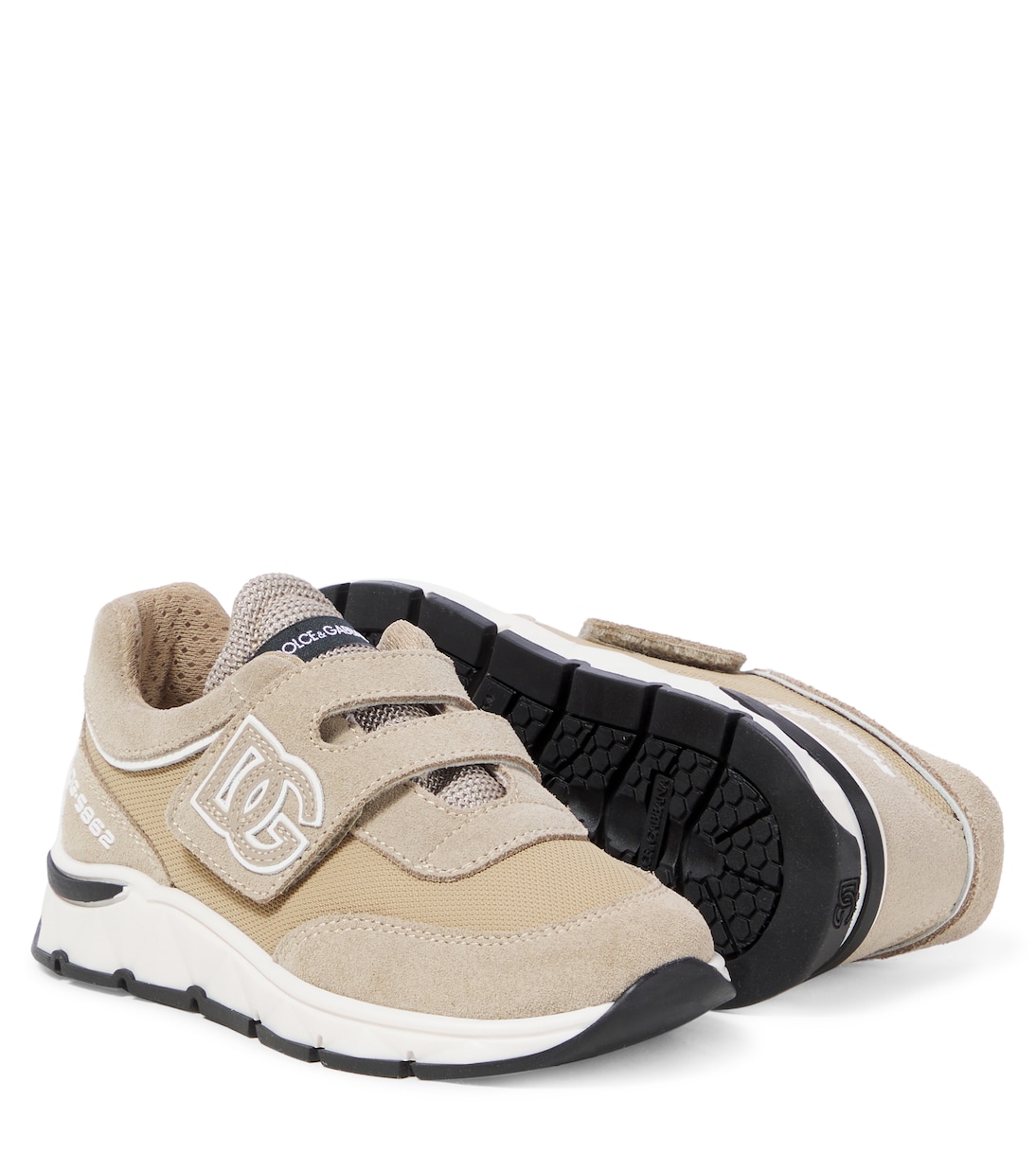 DG suede-trimmed mesh sneakers | Dolce&Gabbana Kids