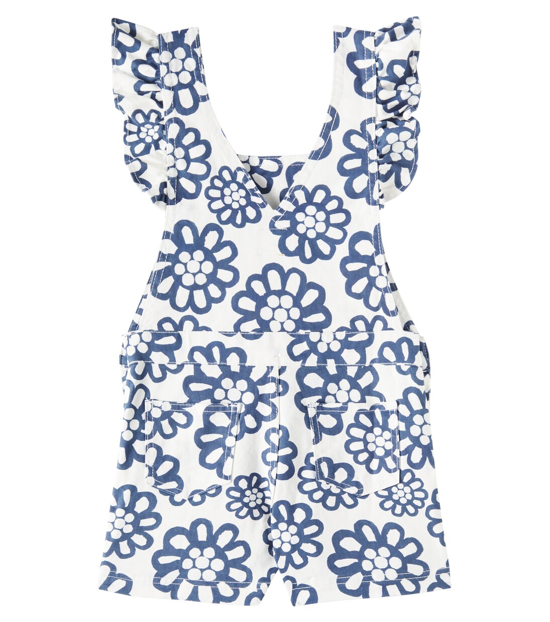 Ruffled floral denim overalls  | Fábula