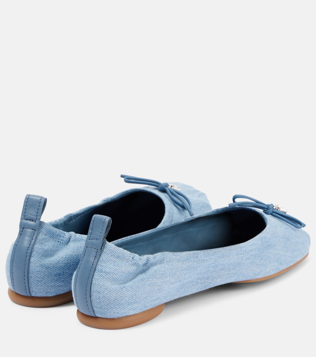 H684 bow-detail denim ballet flats | Hogan