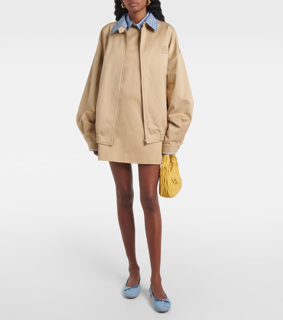 H684 bow-detail denim ballet flats | Hogan