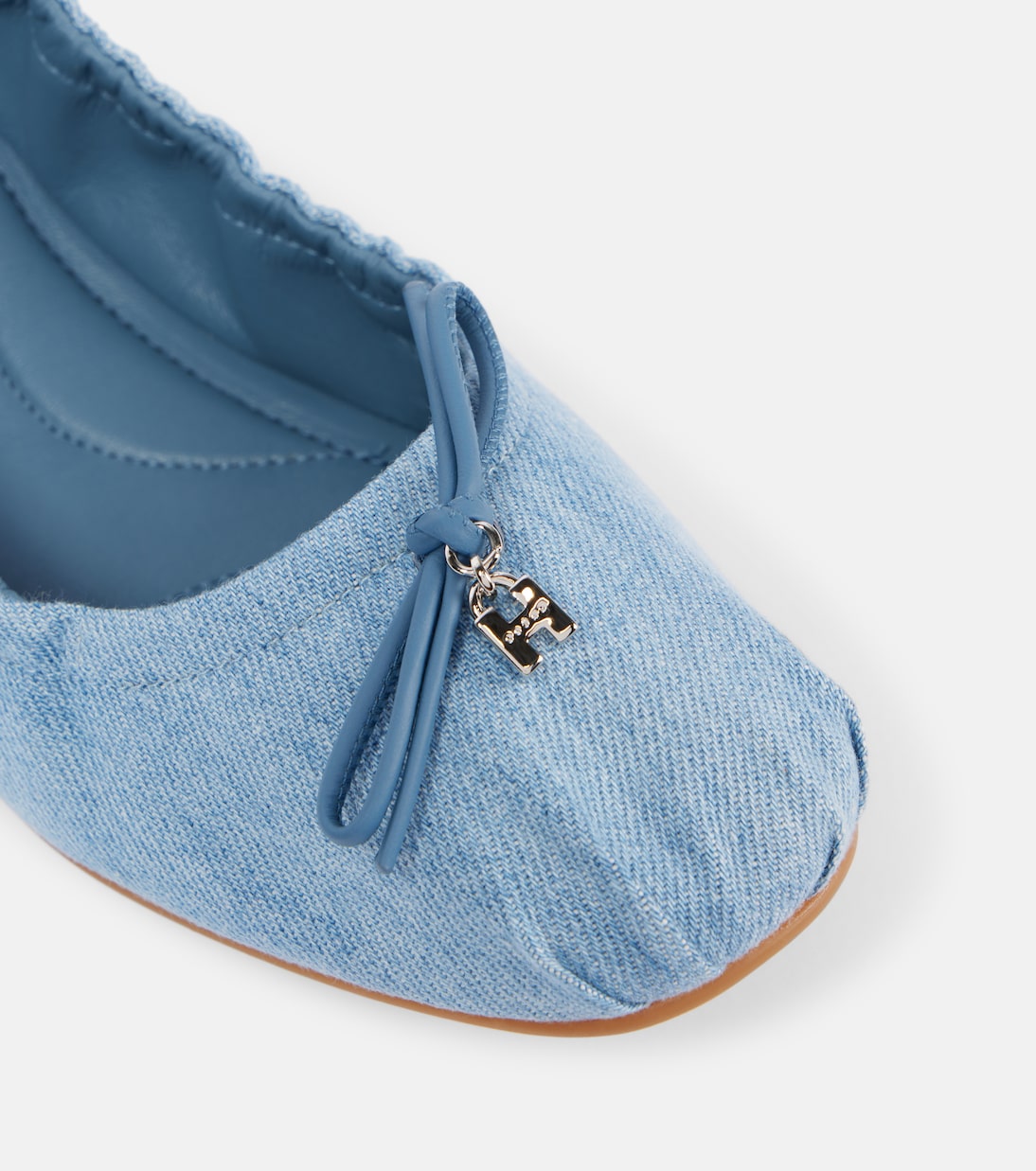 H684 bow-detail denim ballet flats | Hogan