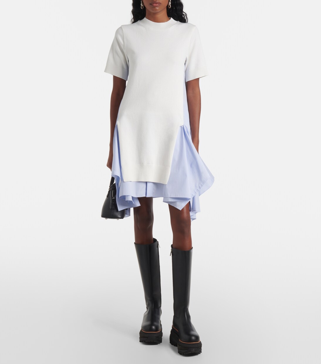 Striped cotton-blend poplin midi dress | Sacai