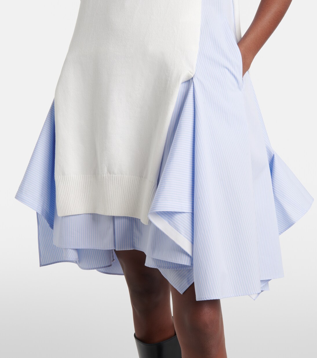 Striped cotton-blend poplin midi dress | Sacai