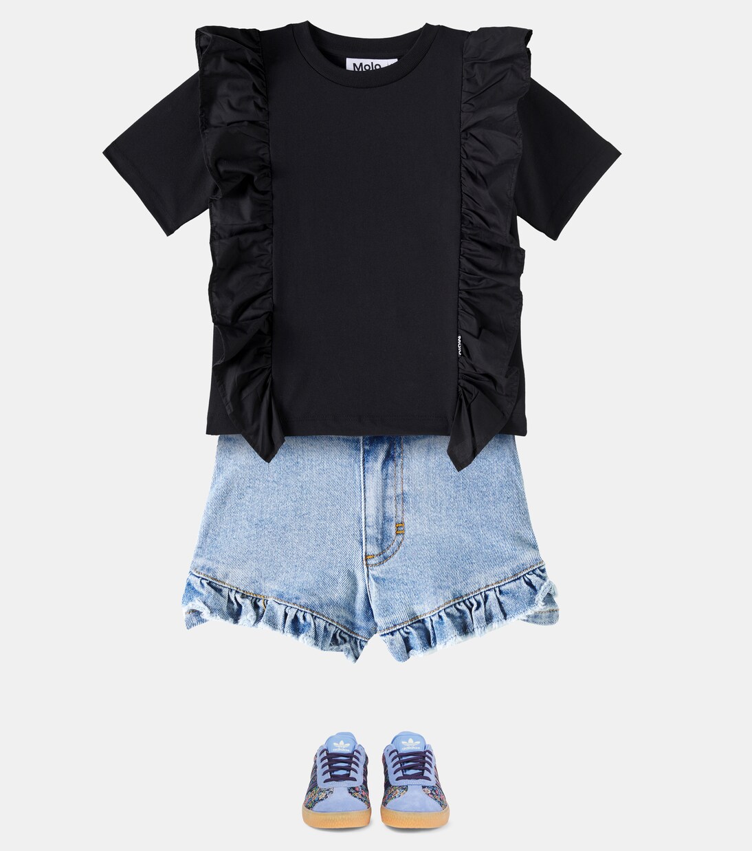 Agnetha ruffled denim shorts | Molo