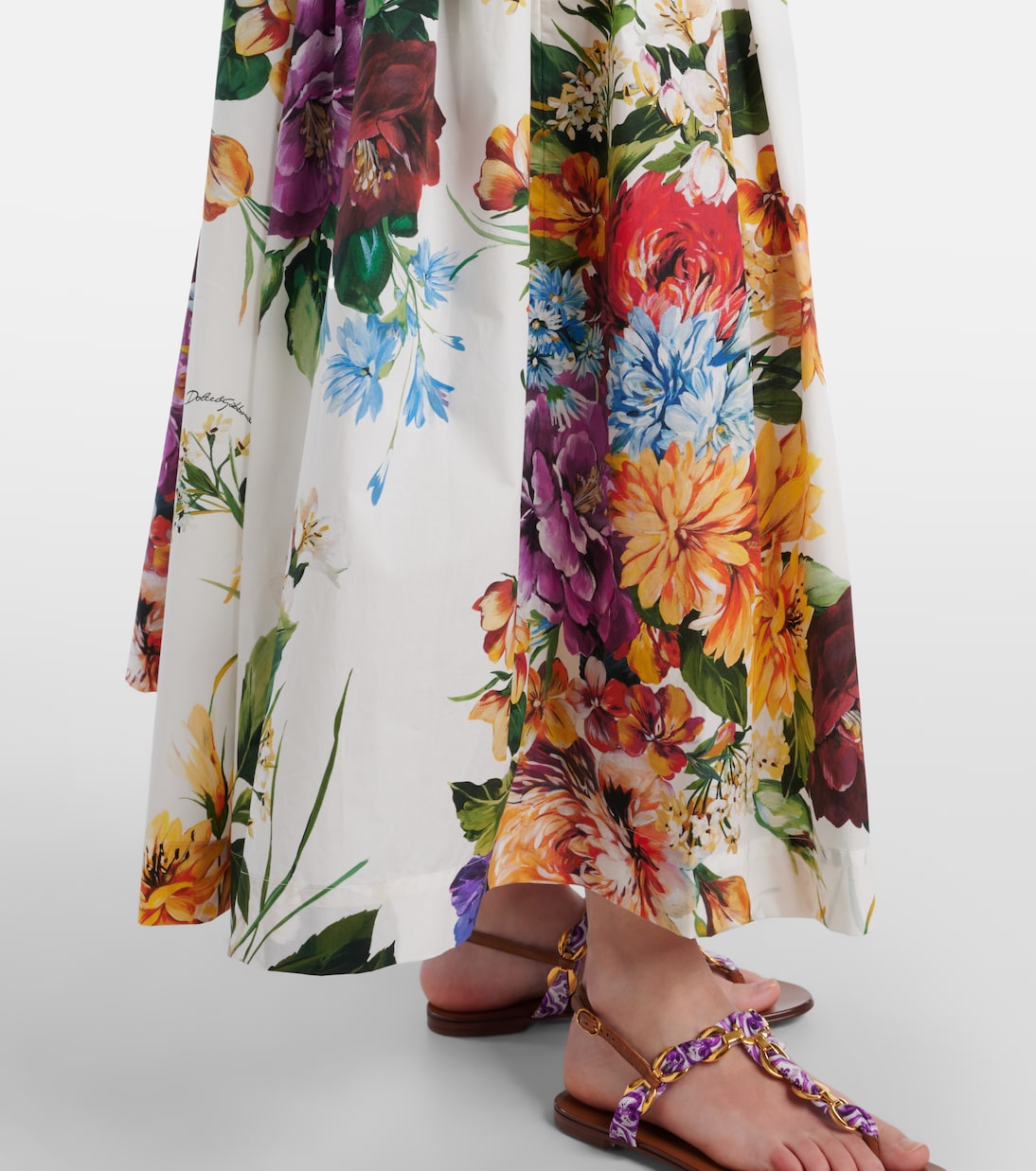 Camicia cropped in cotone con stampa floreale | Dolce&Gabbana