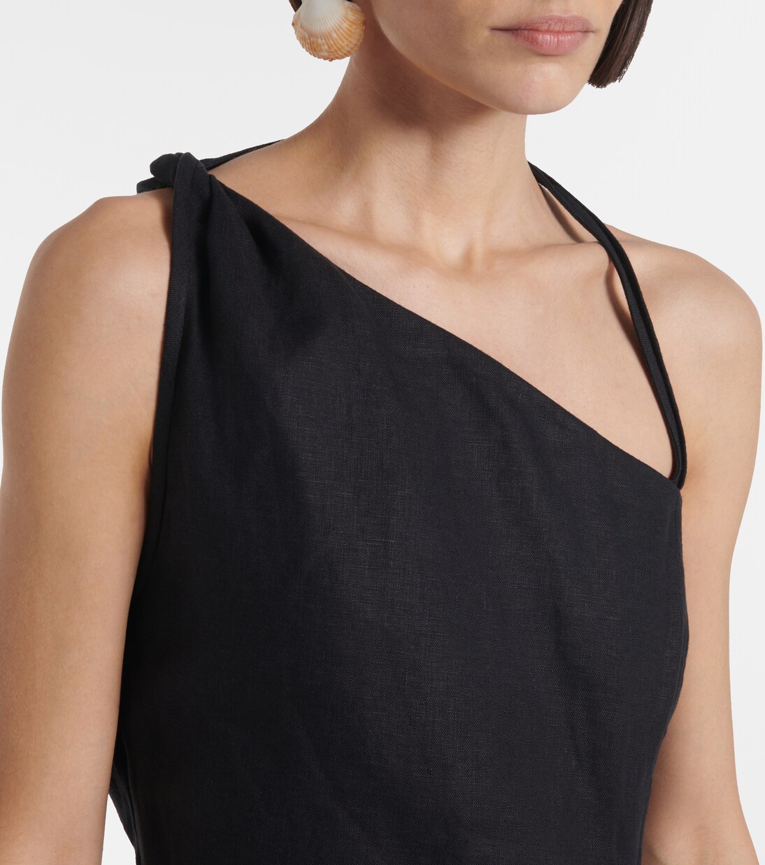 Affogato不对称亚麻迷你连衣裙 | SIR