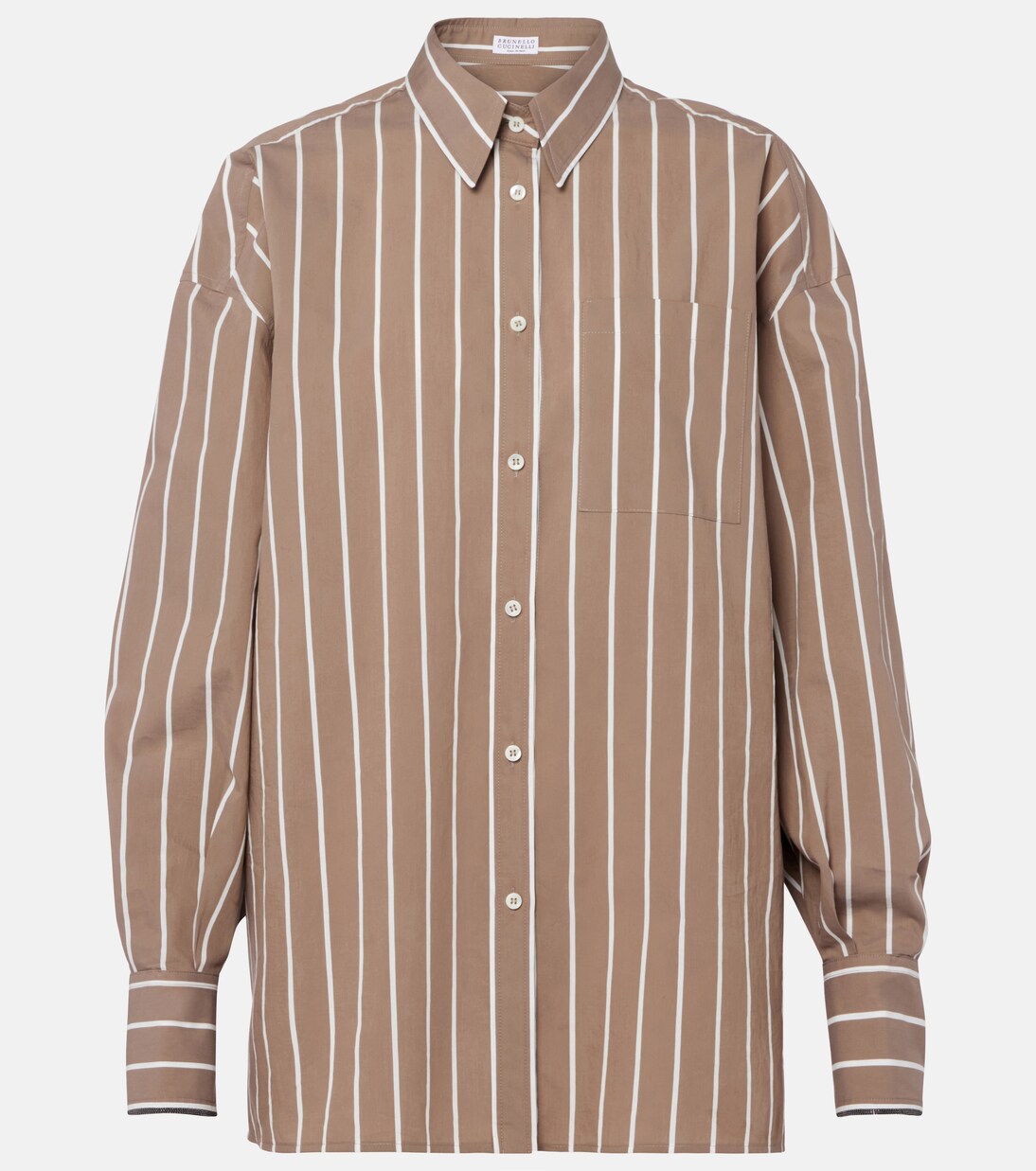 Monili striped cotton-blend poplin shirt | Brunello Cucinelli