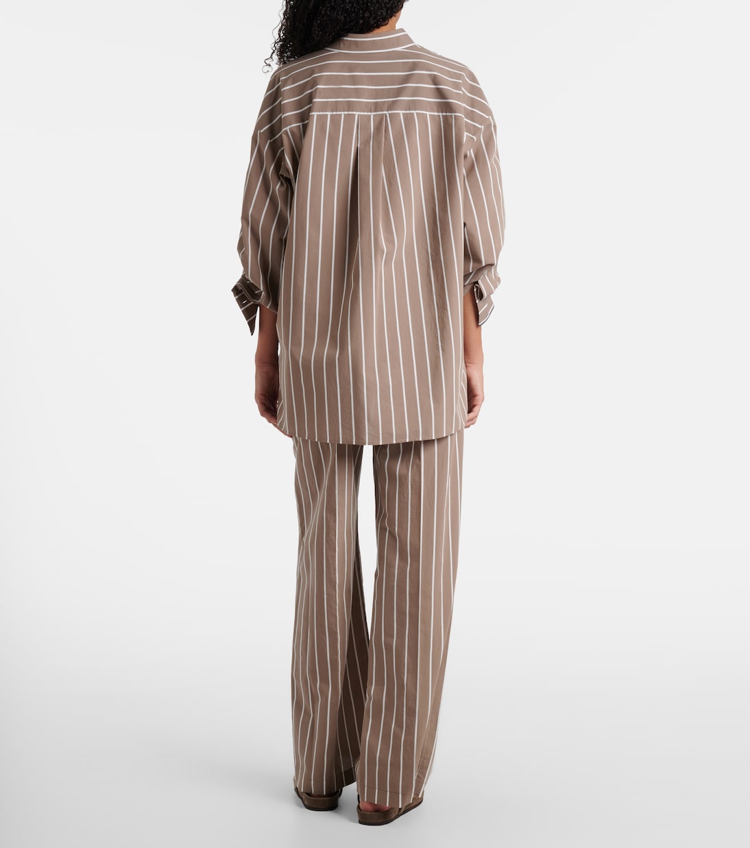Monili striped cotton-blend poplin shirt | Brunello Cucinelli