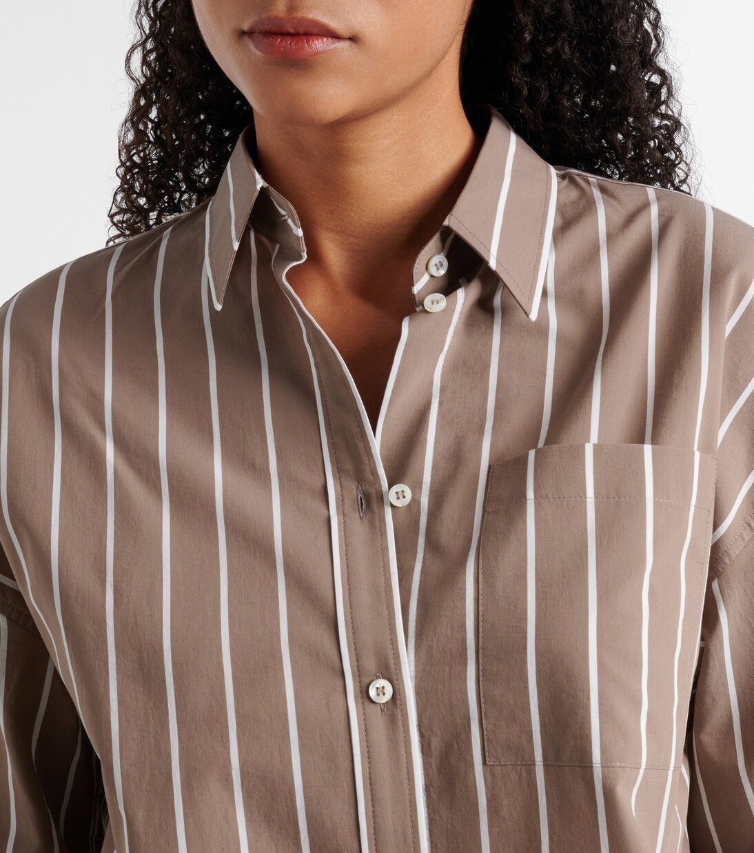 Monili striped cotton-blend poplin shirt | Brunello Cucinelli