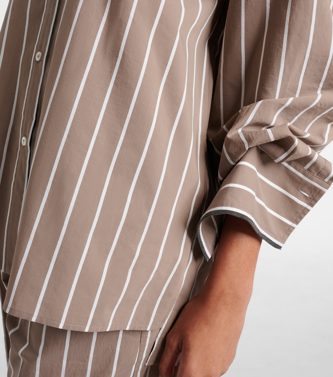 Monili striped cotton-blend poplin shirt | Brunello Cucinelli