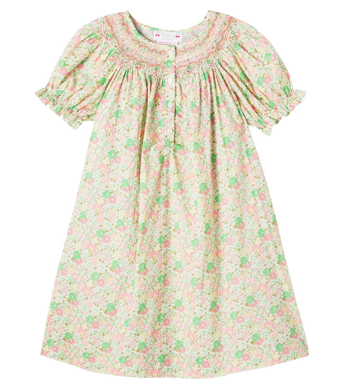 Vestido Jarah de algodón floral fruncido | Bonpoint