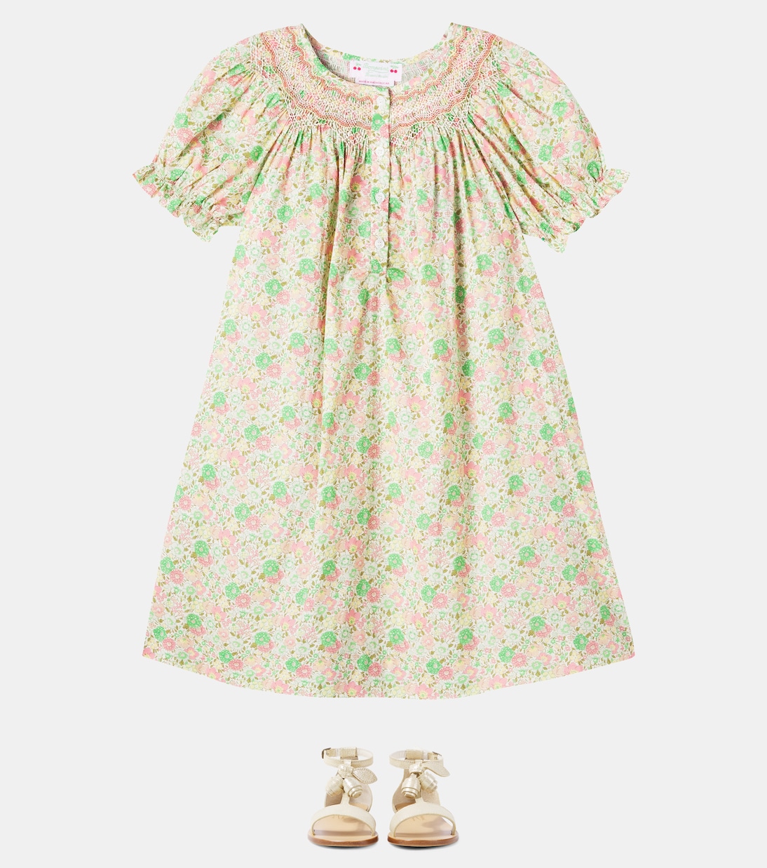 Vestido Jarah de algodón floral fruncido | Bonpoint