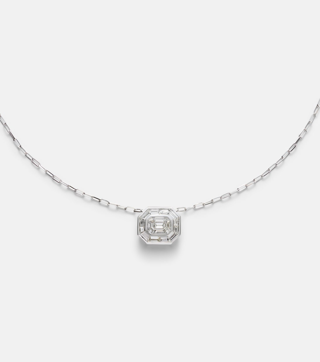 Collana Bezel Illusion in oro bianco 18kt con diamanti | Shay Jewelry
