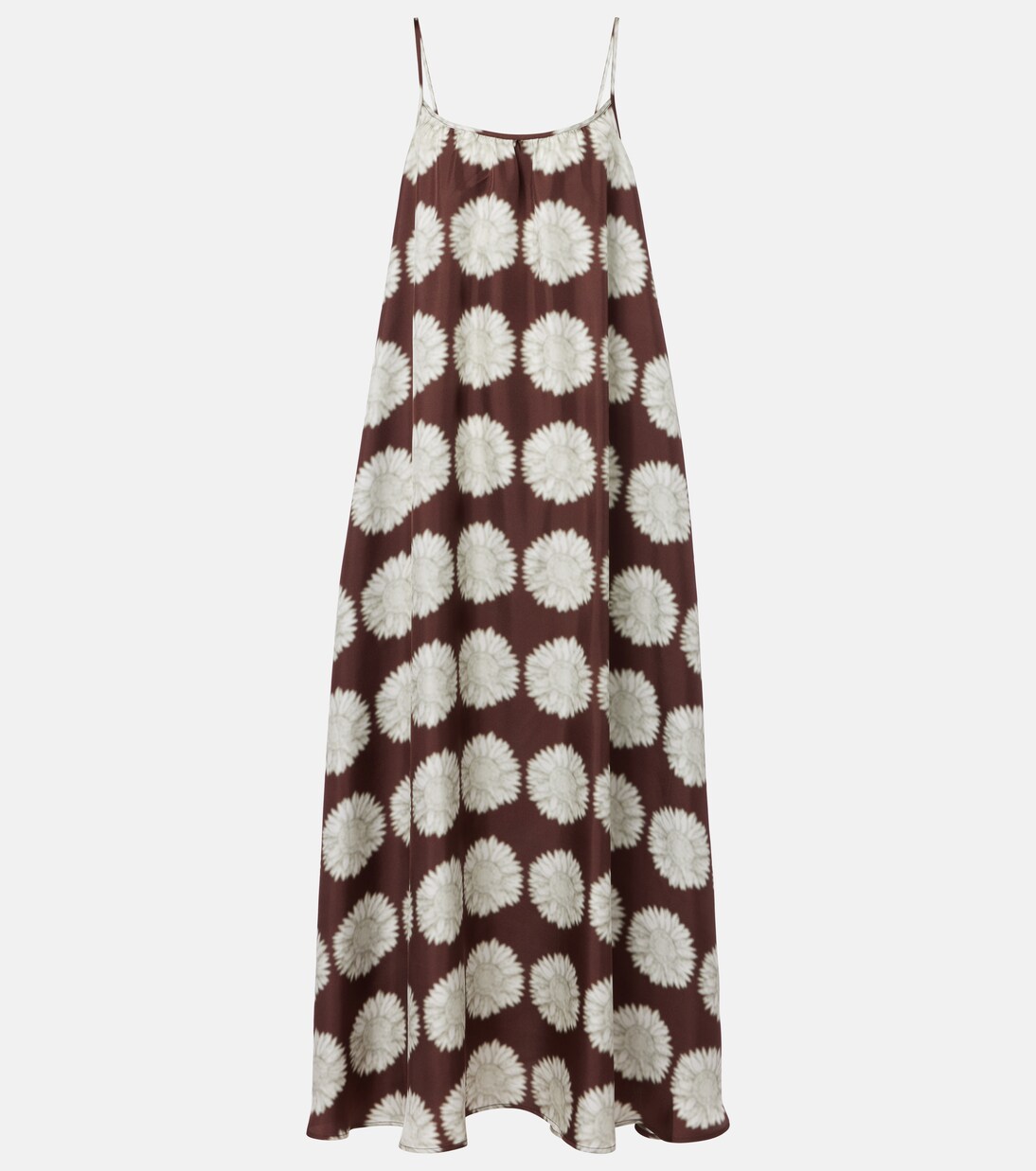 Robe longue Napoli en soie à fleurs | Asceno