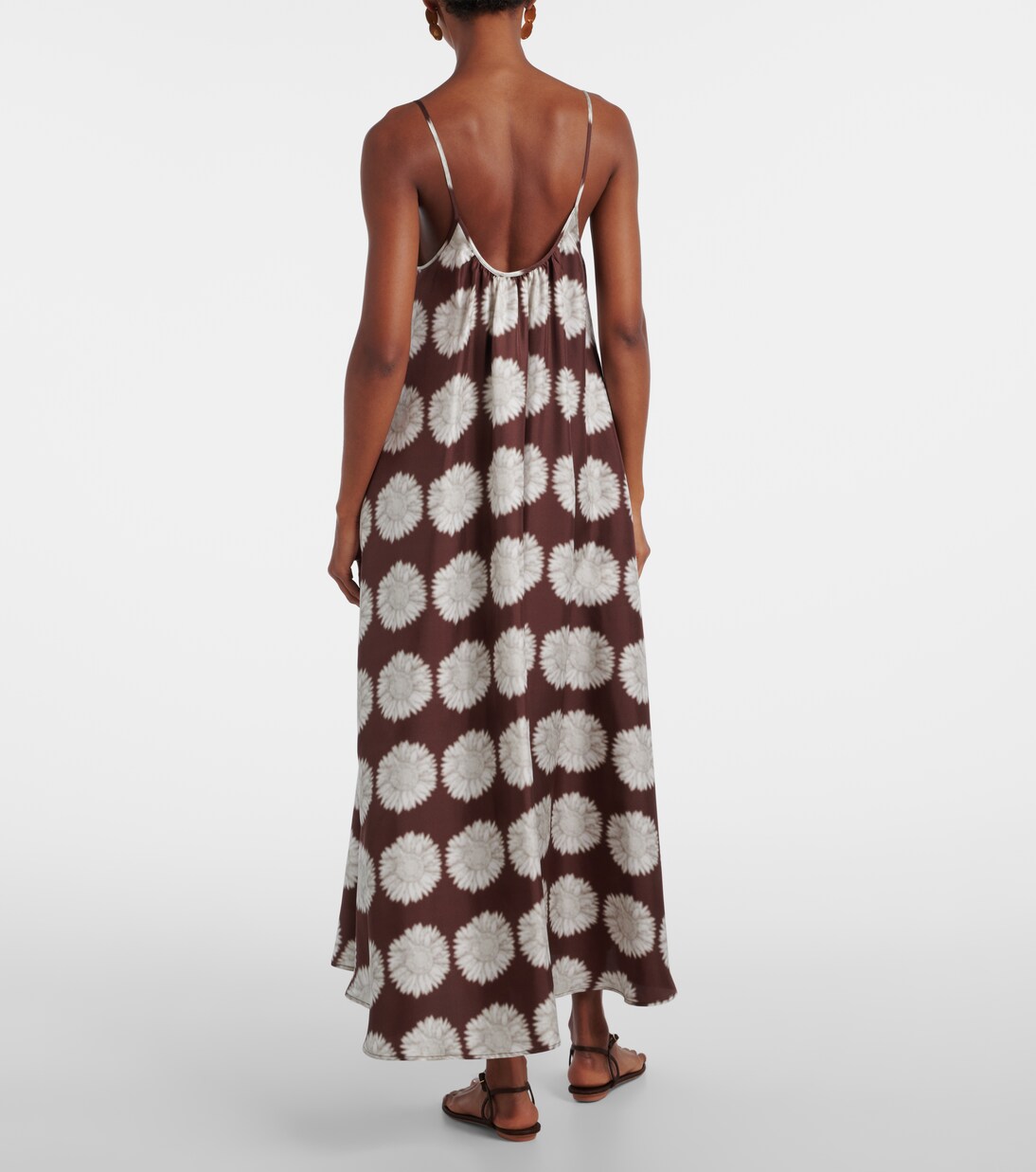 Robe longue Napoli en soie à fleurs | Asceno