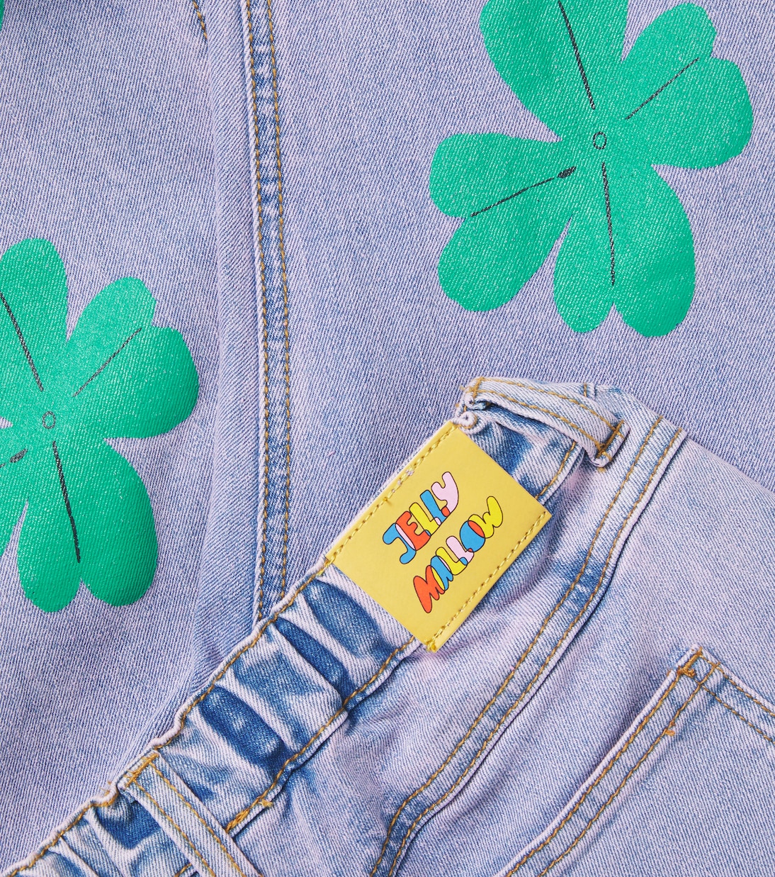 Lucky Clover appliqué wide-leg jeans | Jellymallow