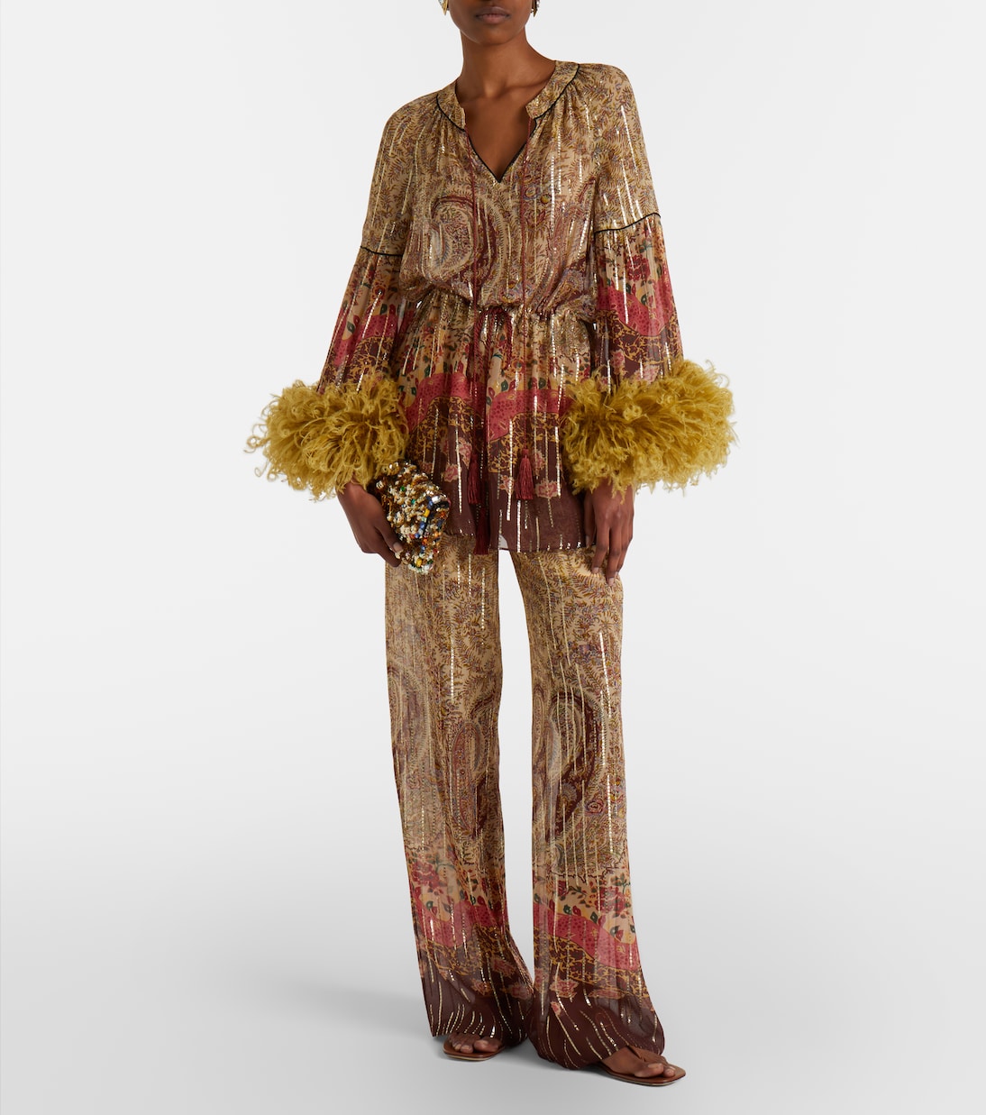 Printed silk-blend wide-leg pants | Valentino