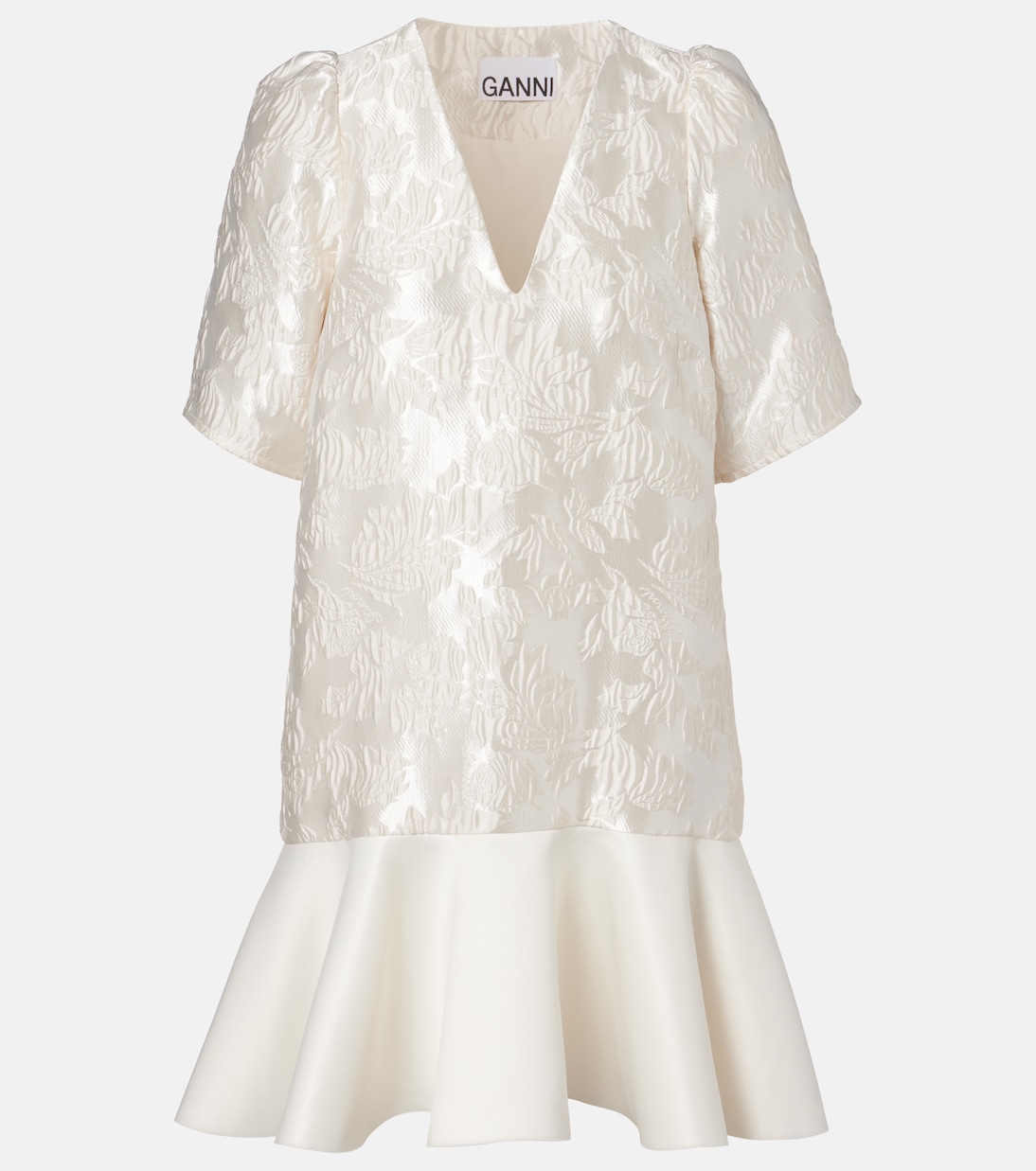 Floral satin cloqué minidress | Ganni