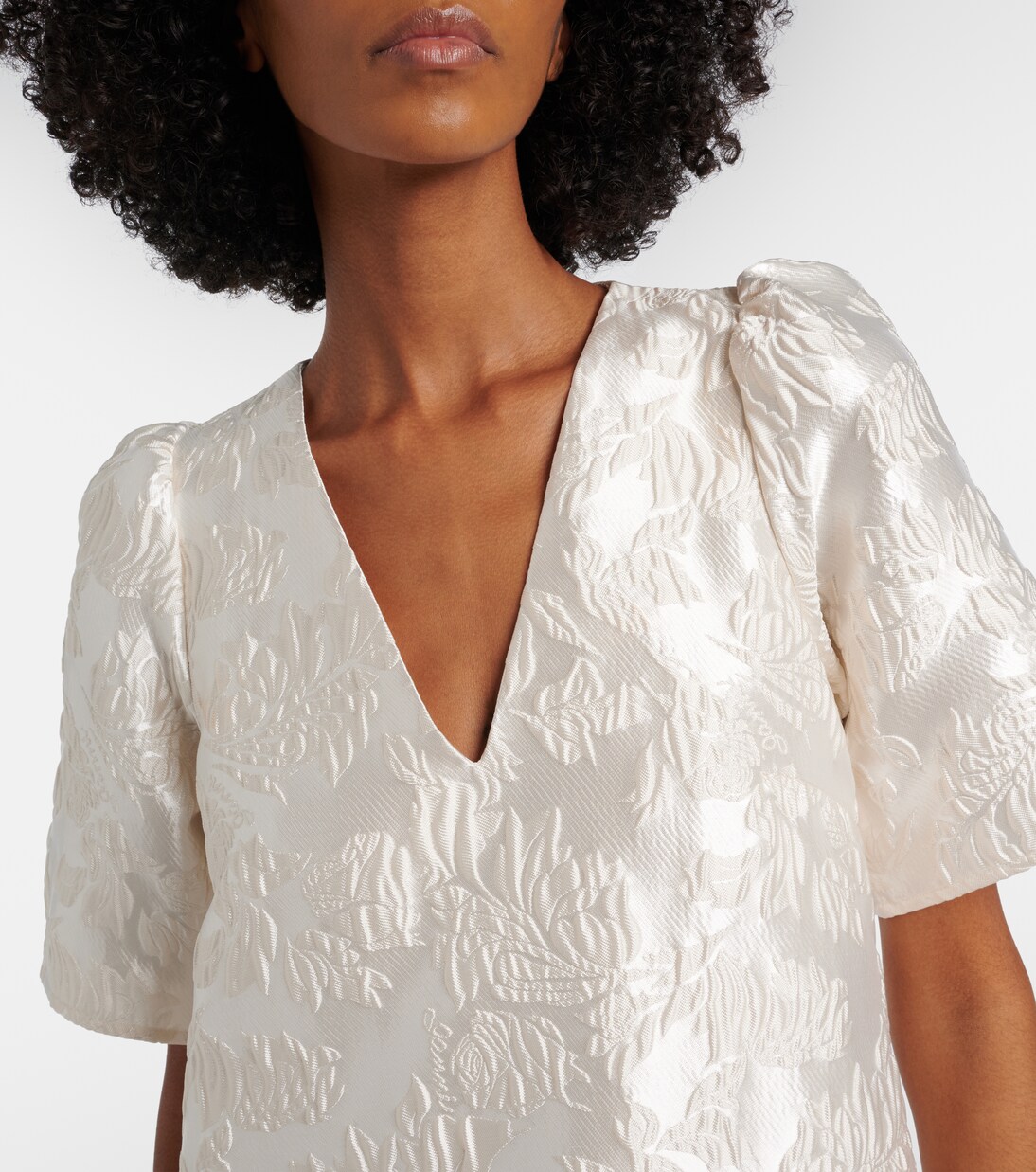 Floral satin cloqué minidress | Ganni