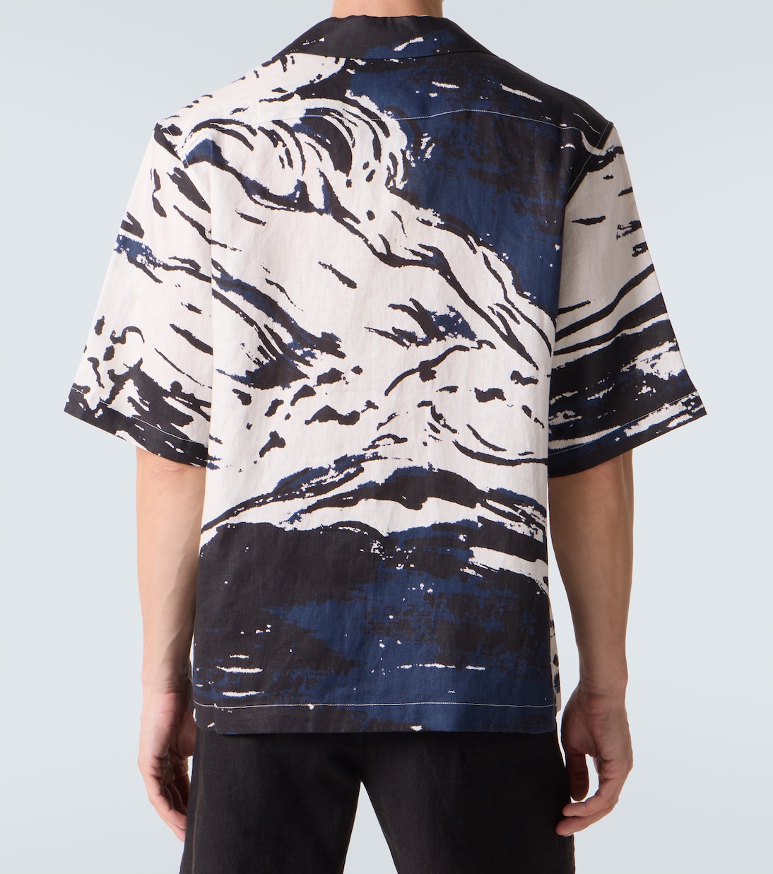 Printed linen bowling shirt | Commas