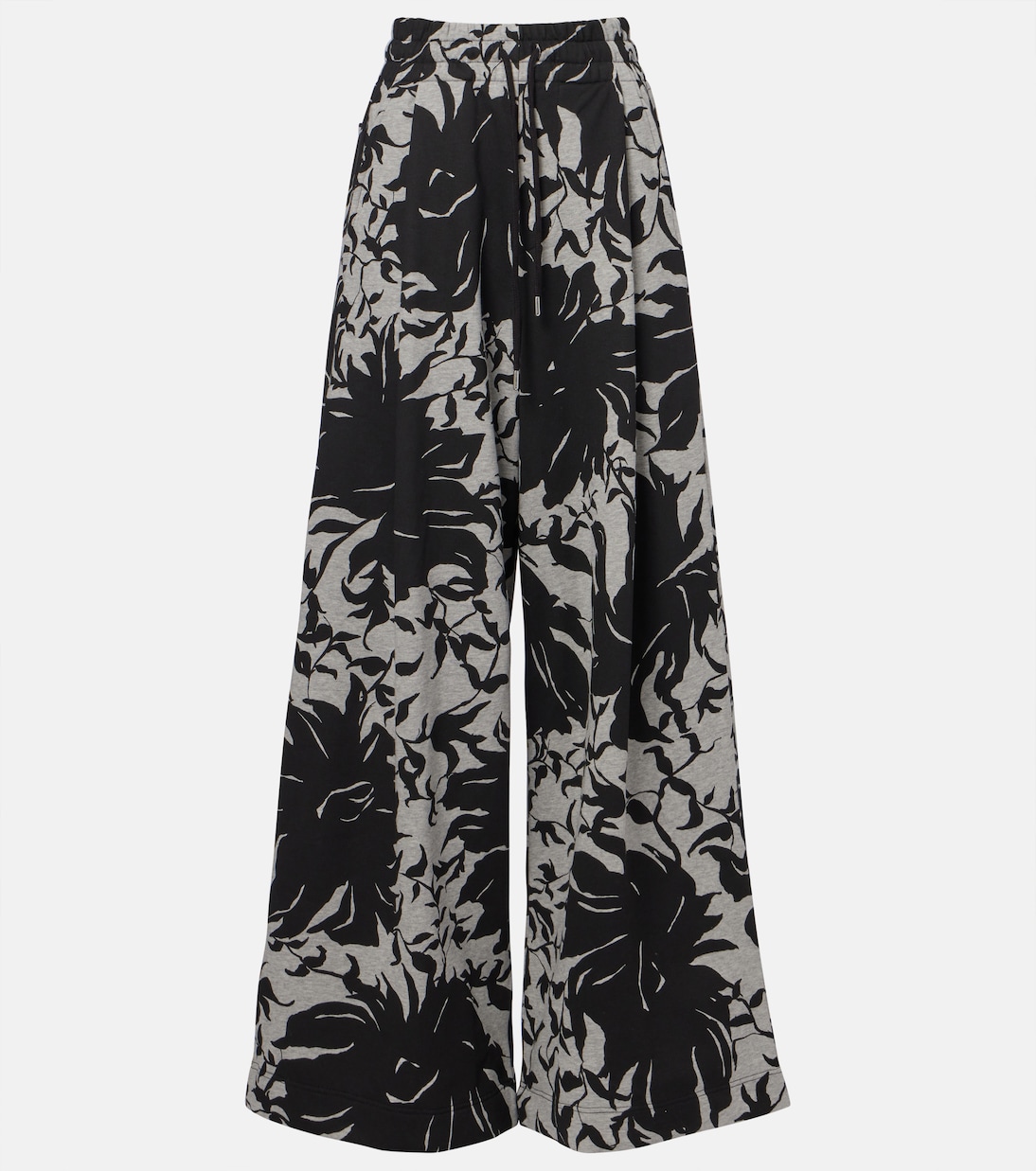 Floral pleated cotton jersey sweatpants | Dries Van Noten