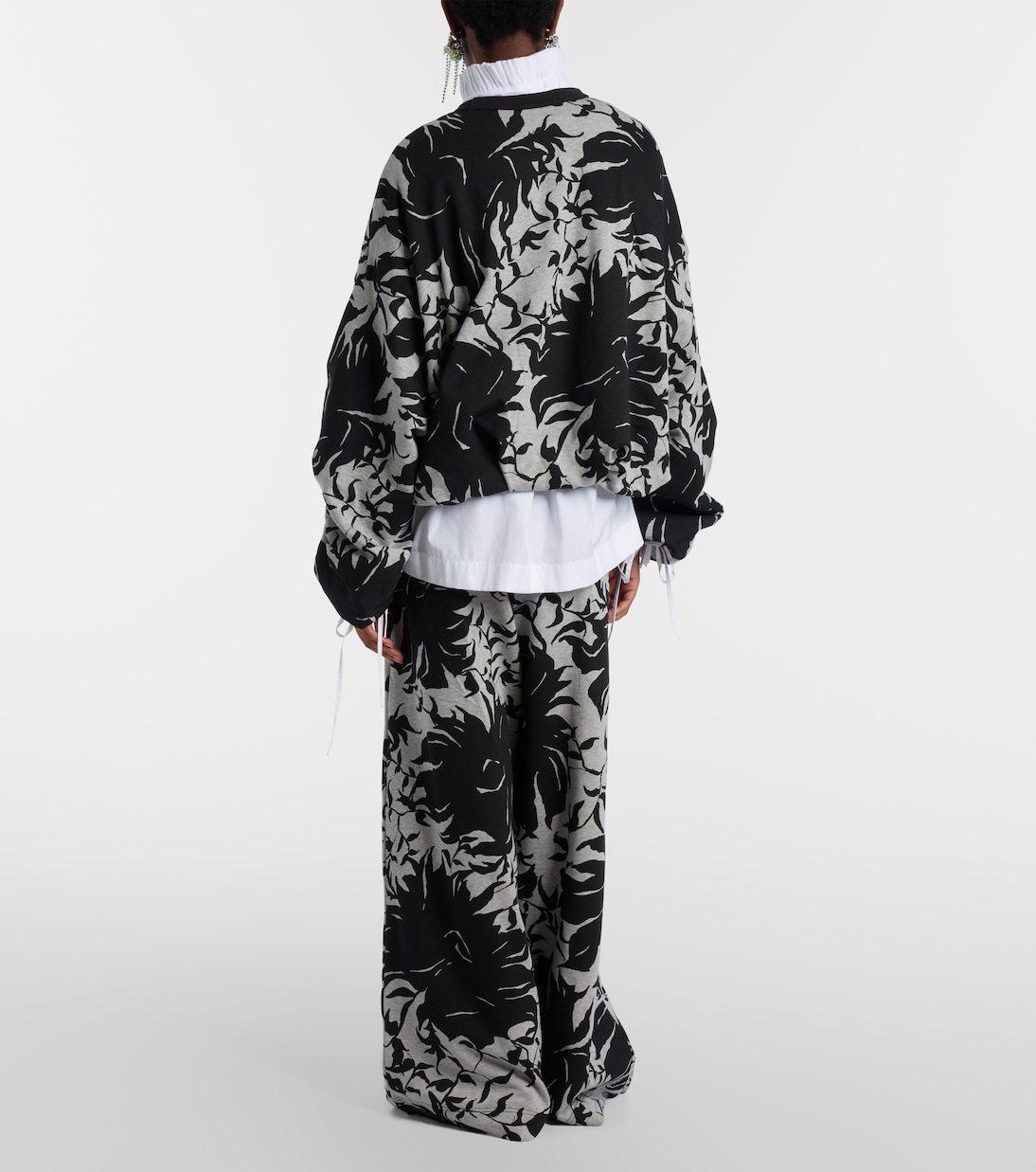 Floral pleated cotton jersey sweatpants | Dries Van Noten