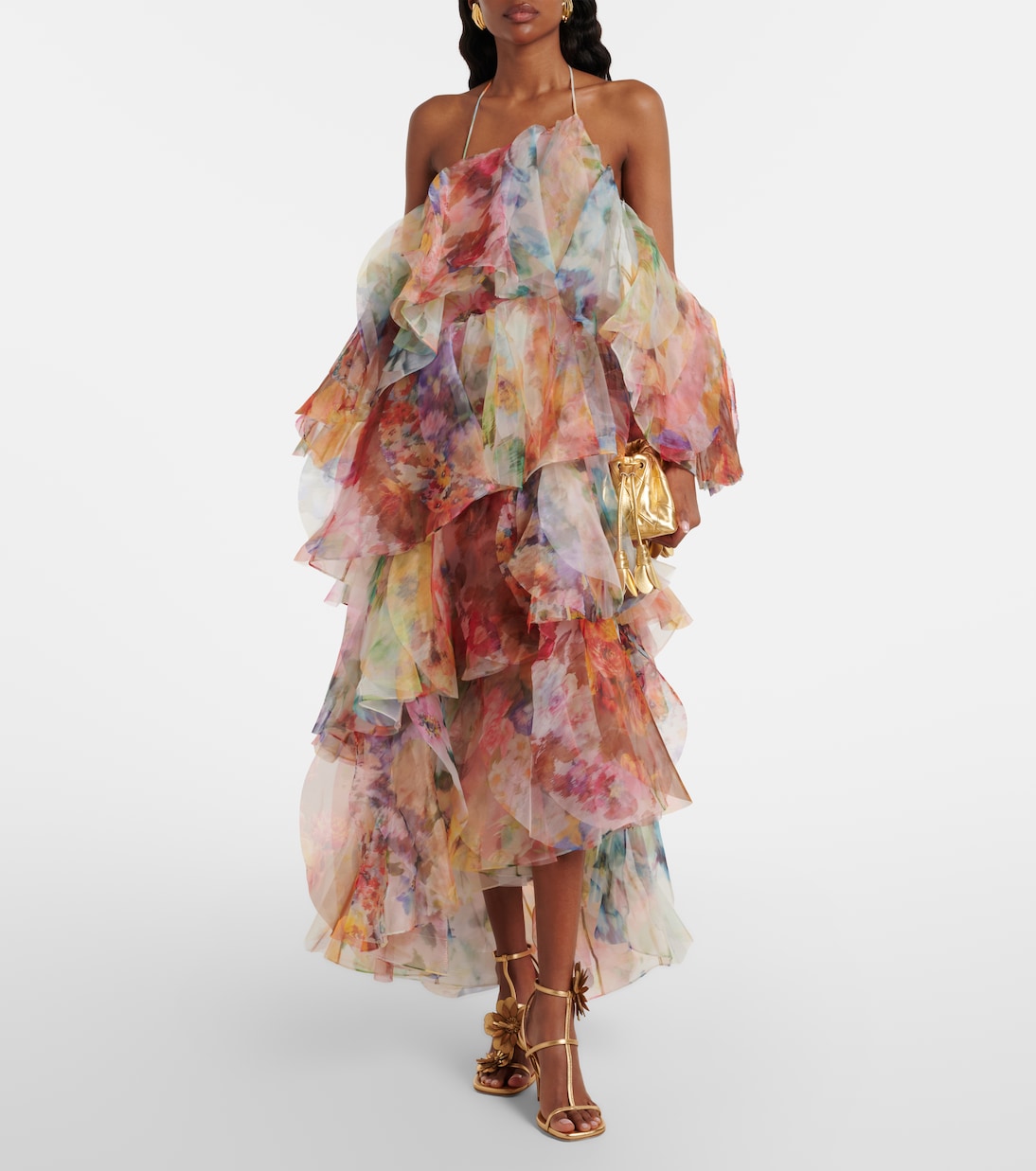 Luna floral ruffled midi dress | Zimmermann