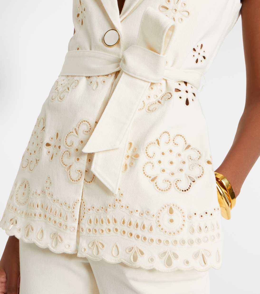 Townes eyelet cotton twill vest | Veronica Beard