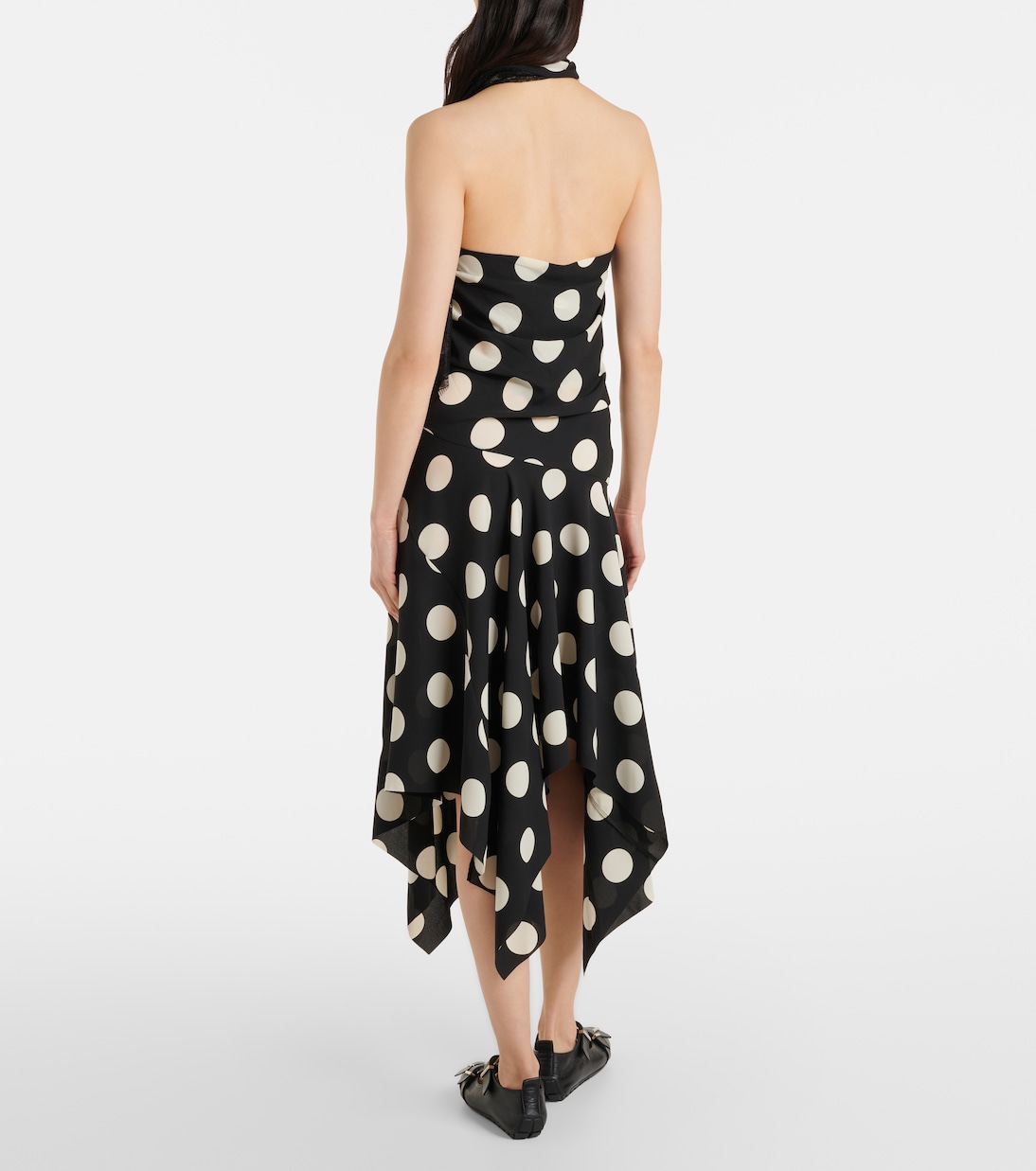Lace-trimmed polka-dot midi dress | Junya Watanabe