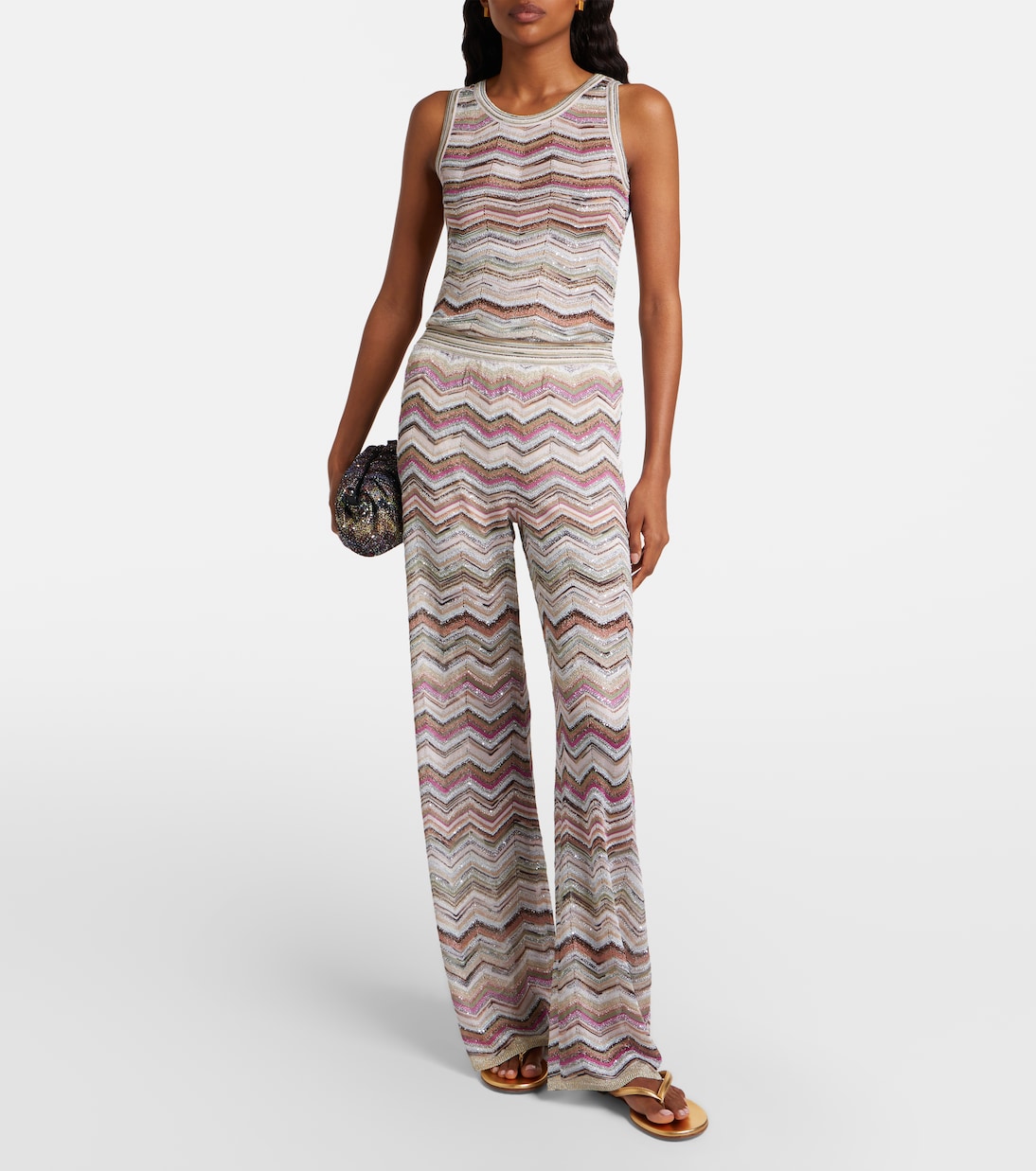 Zigzag lamé wide-leg pants | Missoni