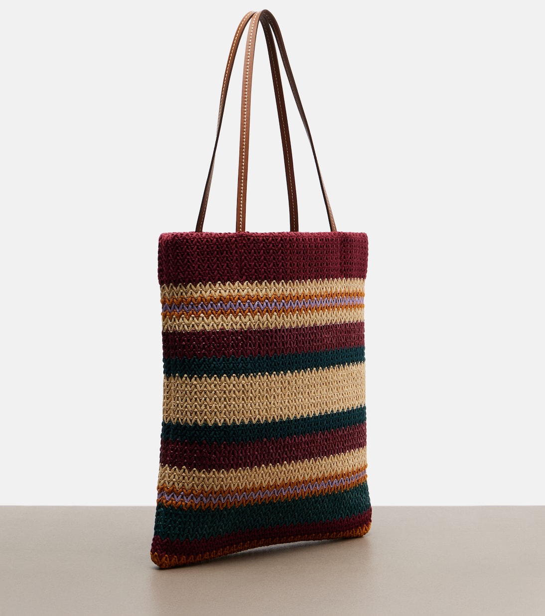 Woven raffia-effect tote bag | Miu Miu