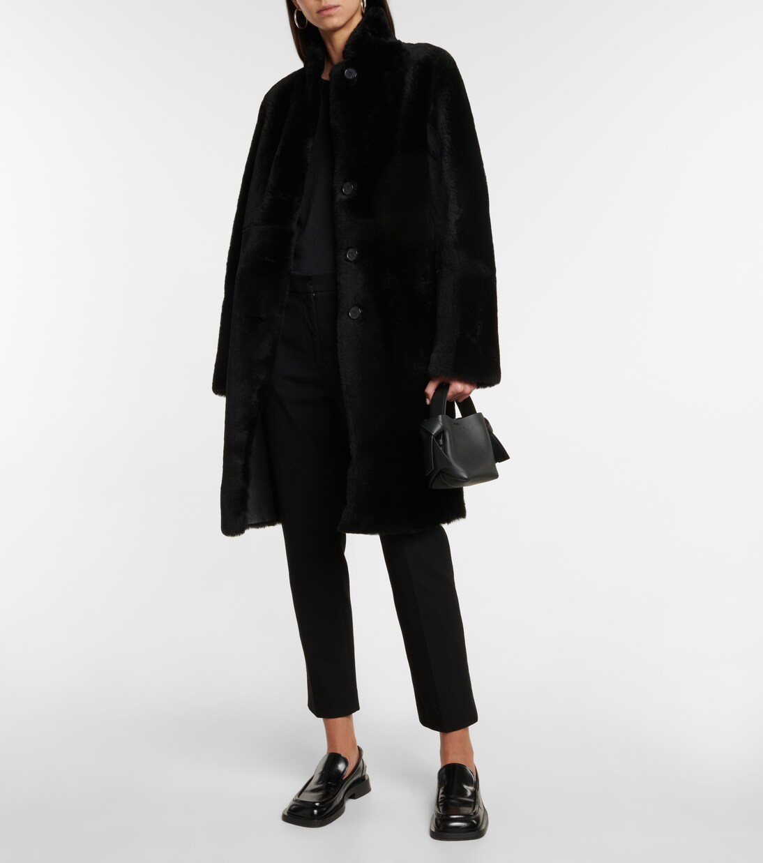 Britanny reversible leather and shearling coat | Joseph