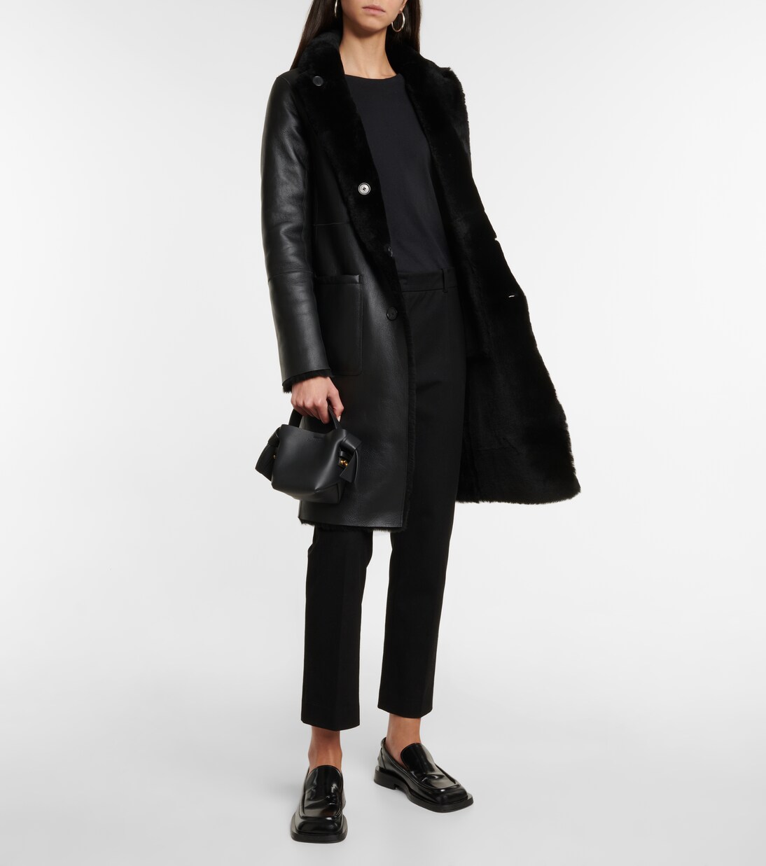 Britanny reversible leather and shearling coat | Joseph