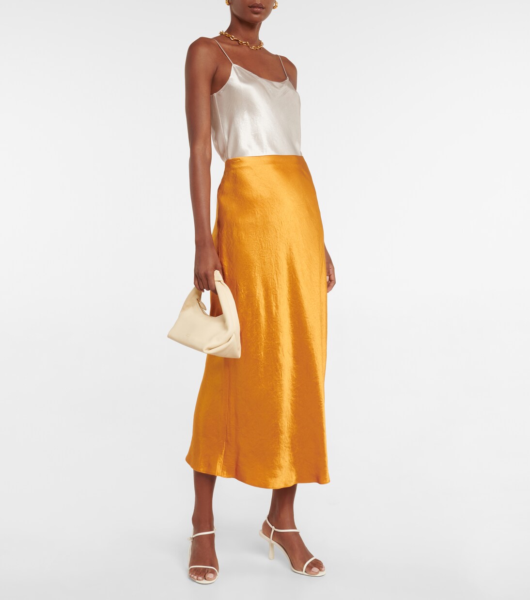 High-Rise-Slipskirt aus Satin | Vince