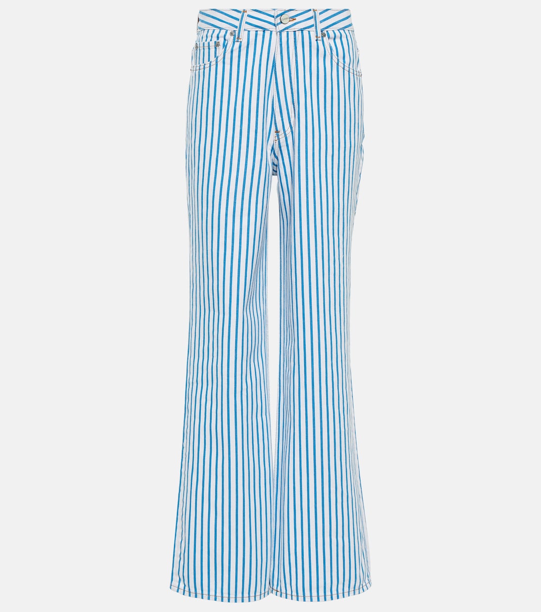 Magny striped high-rise straight jeans | Ganni
